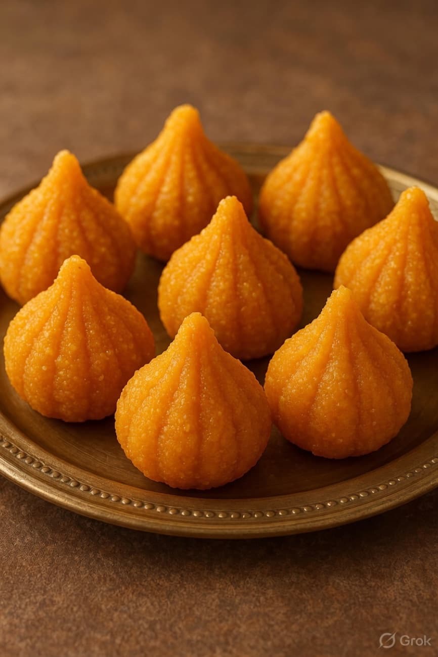 A plate of golden modaks